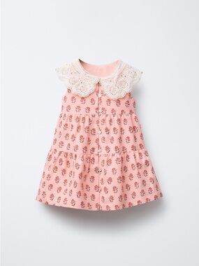 ZARA Girls' Pink Floral Embroidered Collar 4T Dress